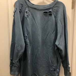 American Eagle destroyed blue crewneck